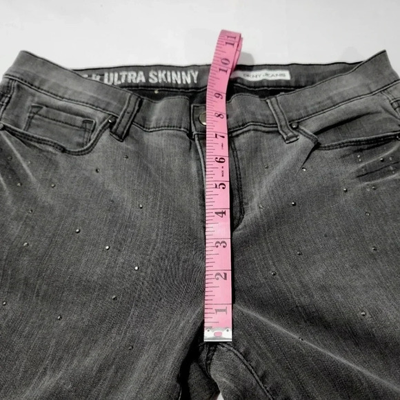 Vintage DKNY Jeans "Ave B" Vintage Gray Tiny Sparkle Studs Sz 8 - Picture 9 of 15